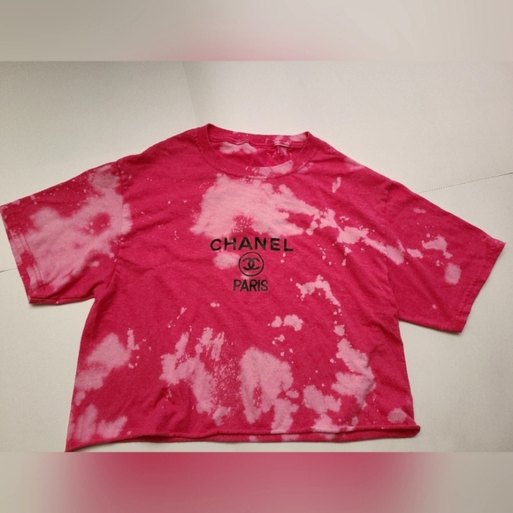 Chanel Women Pink Tie-Dye Cropped Top